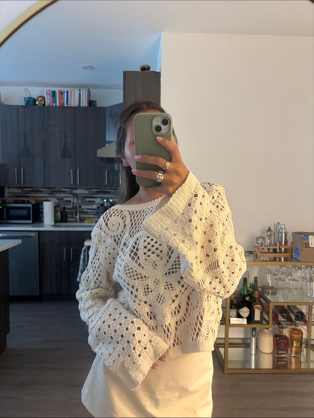 Zara Crochet Knit Ivory Sweater